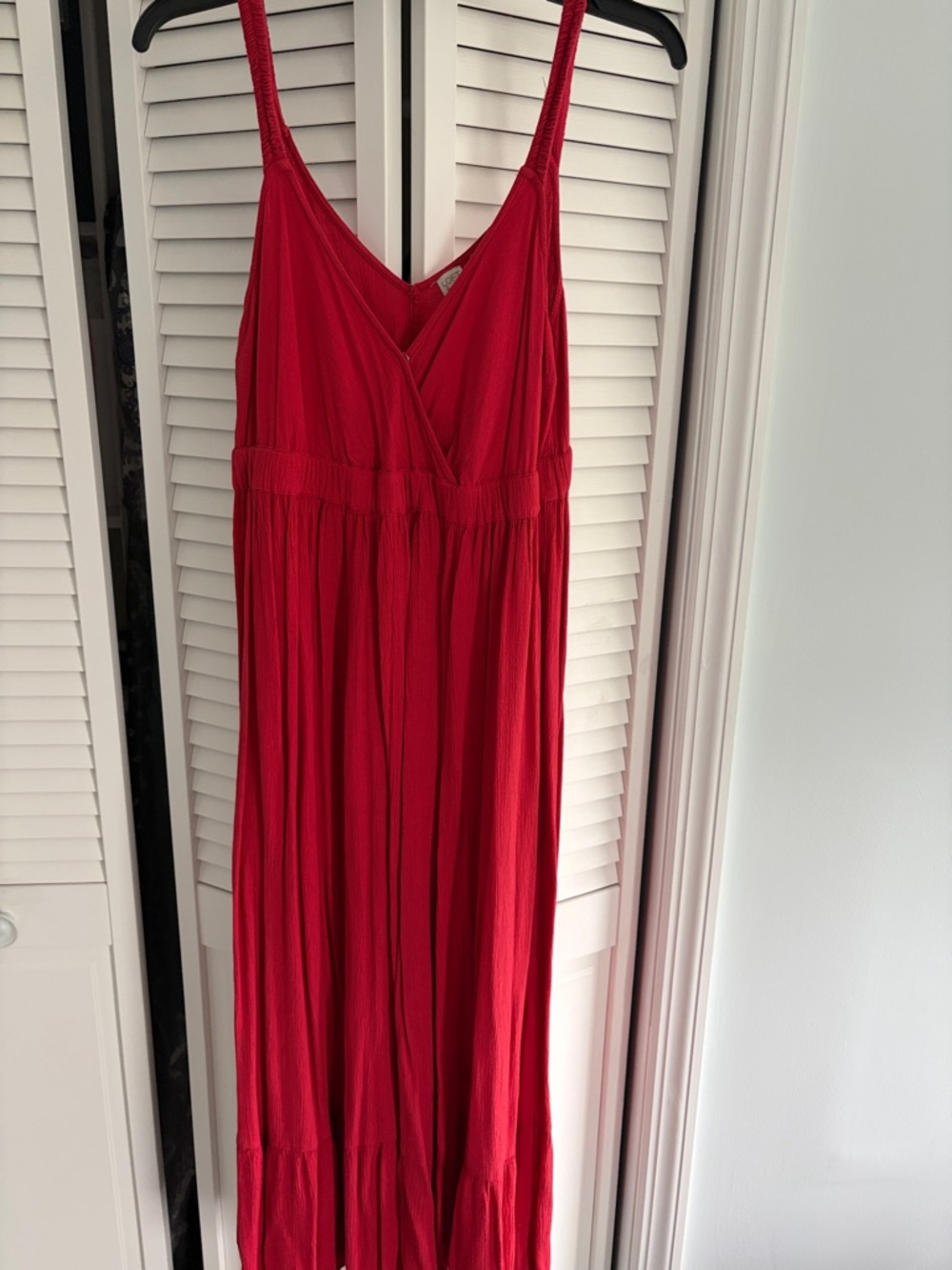 LOFT Red Sleeveless V-Neck Maxi Dress